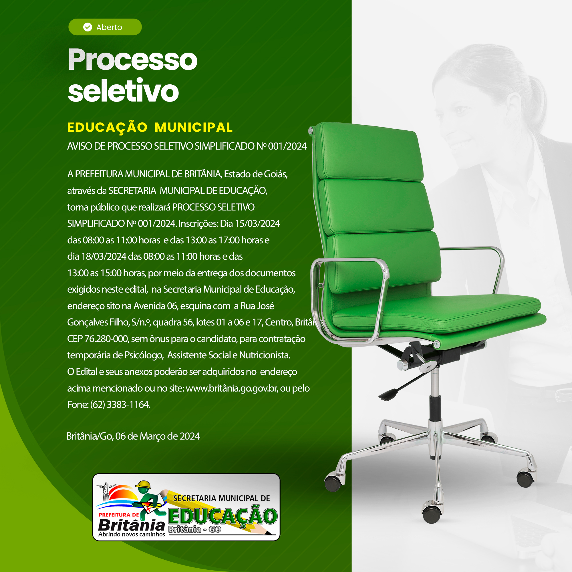 EDUCAÇÃO MUNICIPAL – PROCESSO SELETIVO SIMPLIFICADO Nº 001/2024